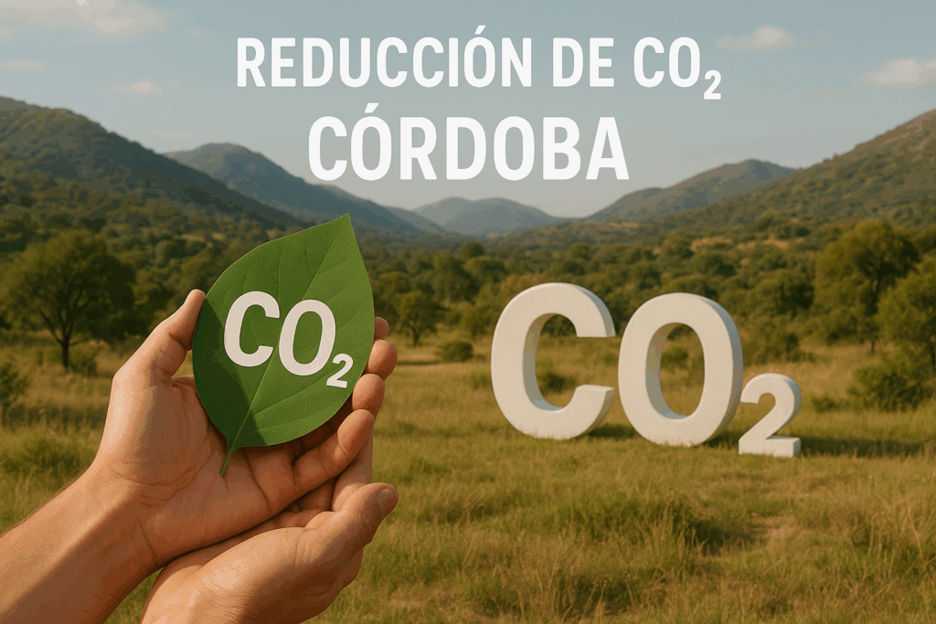 Reducción huella carbono Córdoba, sostenibilidad ambiental, CO2 cero, energía renovable, impacto ecológico, cambio climático Argentina, medio ambiente Córdoba Empresa comprometida con reducción huella de carbono en Córdoba, sostenibilidad energética, iniciativas CO2 cero, impacto ambiental positivo, energías renovables, mitigación cambio climático. Muestra el compromiso de nuestra empresa