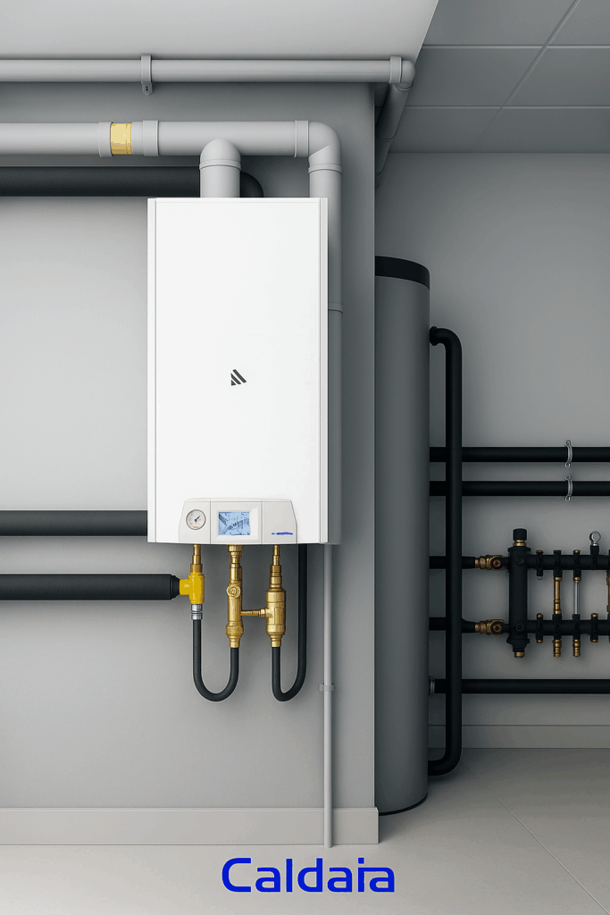 la mejor caldera a gas instalada con otra caldera eléctrica para vivienda de familia en residencia de cordoba