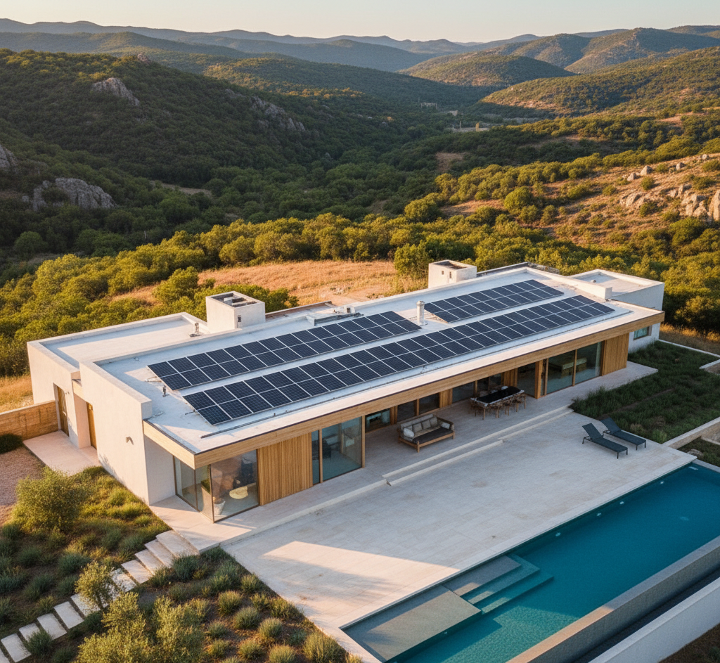 foto de sistema de energía solar en vivienda en Córdoba combinando paneles solares con sistema de climatización